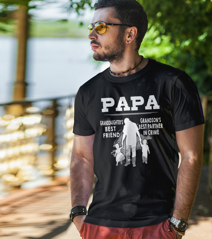 Papa Granddaughter's Best Friend Grandson's Best Partner In Crime T-Shirt