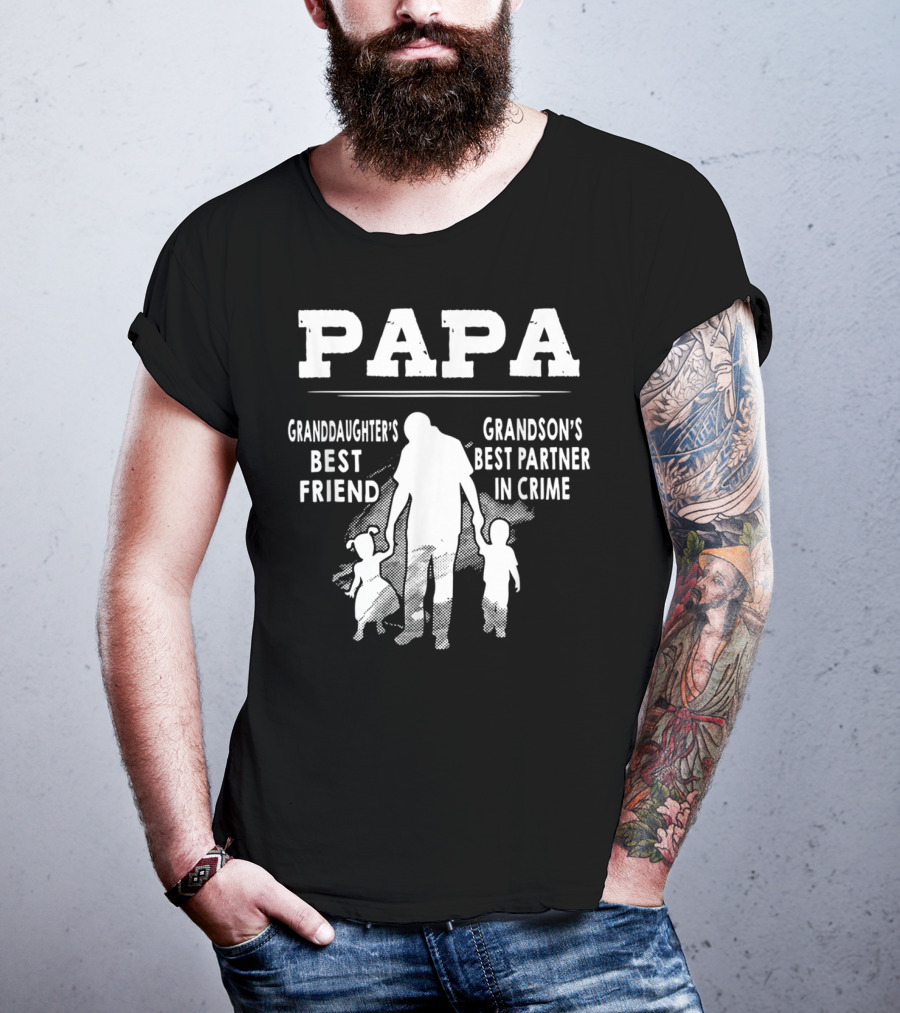 Papa Granddaughter's Best Friend Grandson's Best Partner In Crime T-Shirt