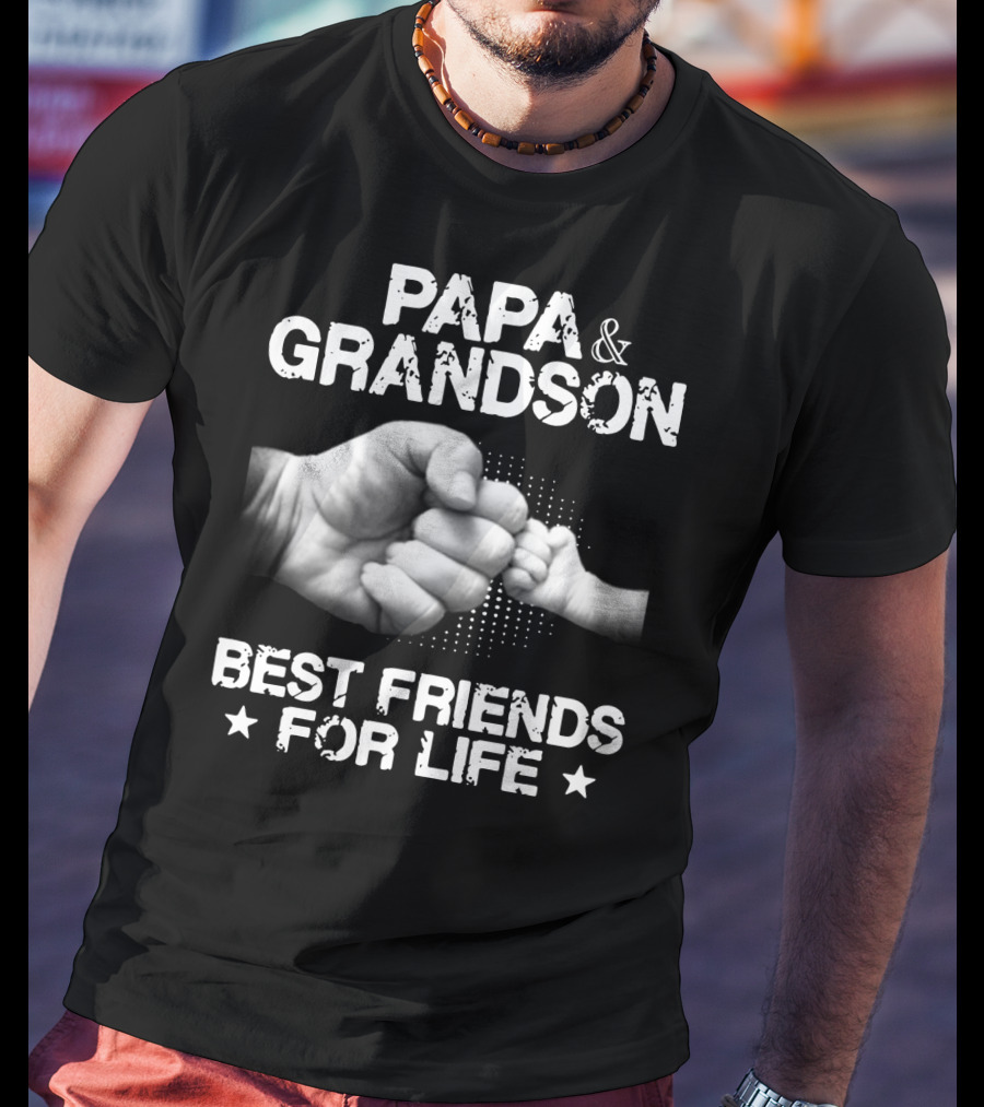 Papa And Grandson Best Friends For Life Fist Bump Connection T-Shirt
