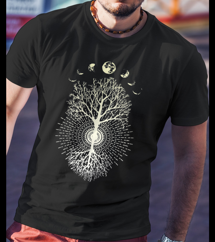 Phases Of The Moon Tree With Radiating Symmetry And Branches T-Shirt