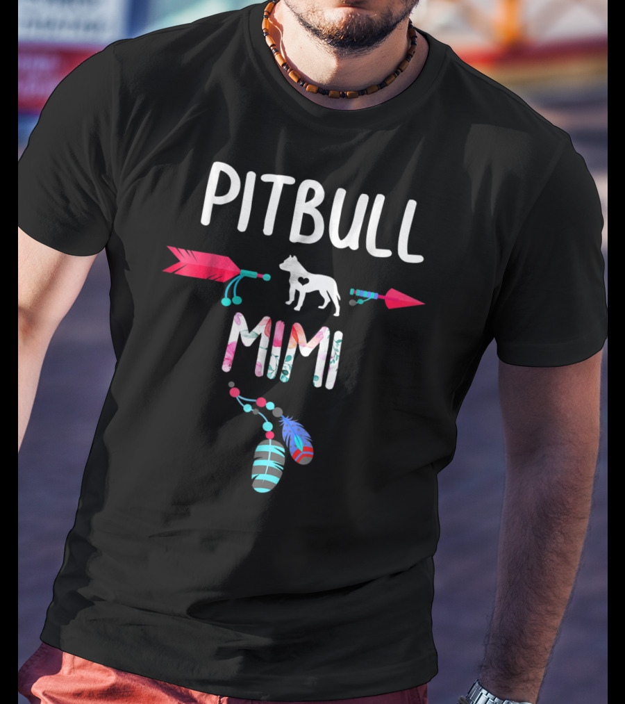 Pitbull Mimi Feathers Arrows T-Shirt