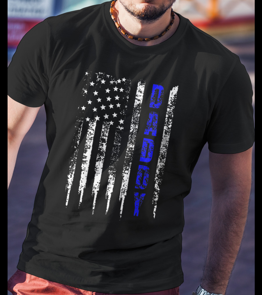 Police Daddy Blue Line USA Flag T-Shirt