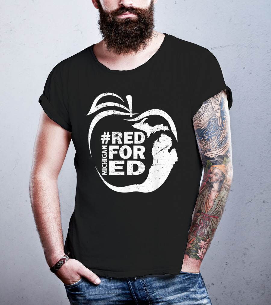 Michigan Teachers Apple #RedForEd Campaign T-Shirt