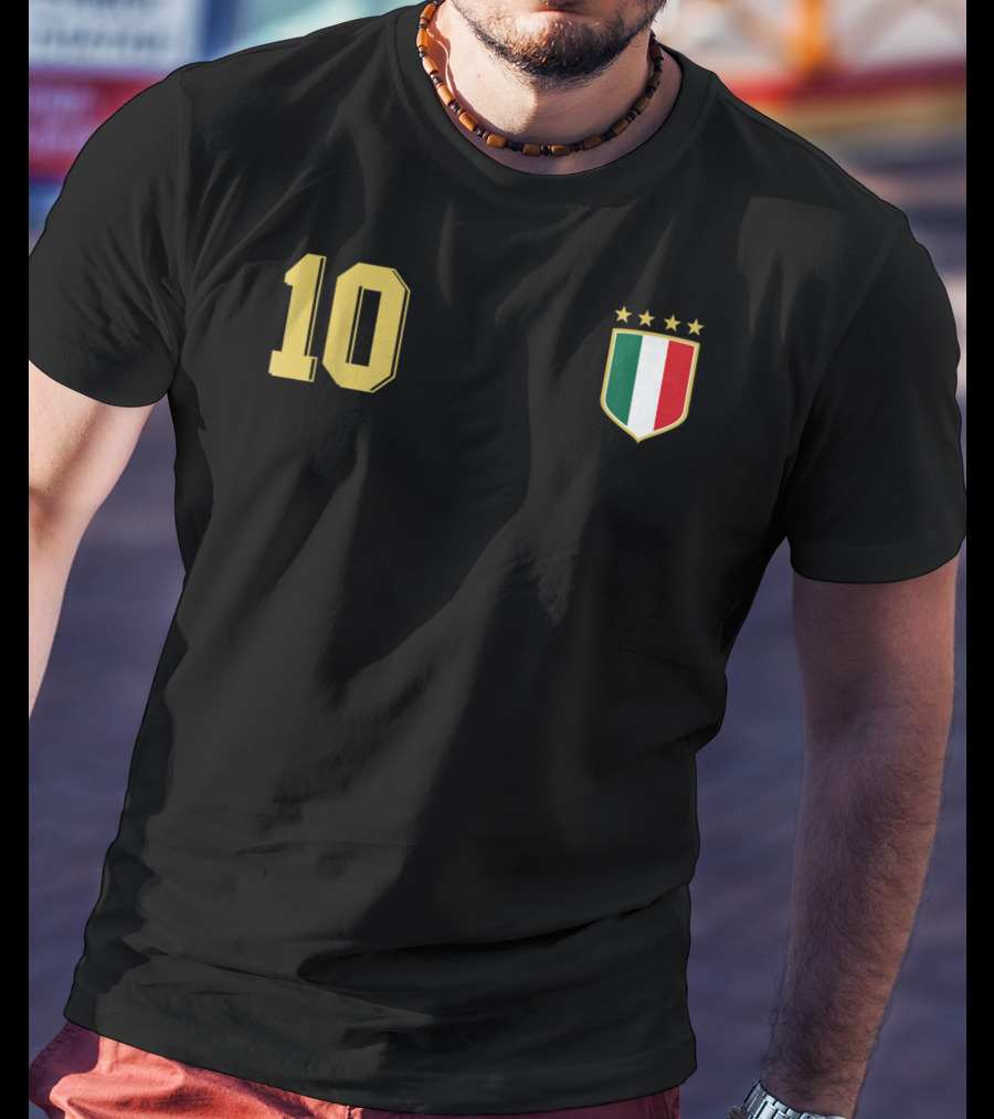 Italia Retro Soccer Jersey Italy Football 10 Crest Stars T-Shirt