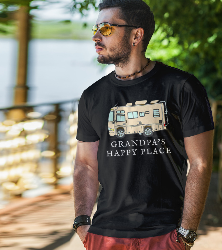 RV Grandpa's Happy Place Motorhome Adventure T-Shirt