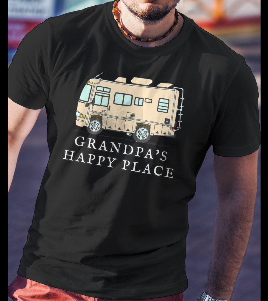 RV Grandpa's Happy Place Motorhome Adventure T-Shirt