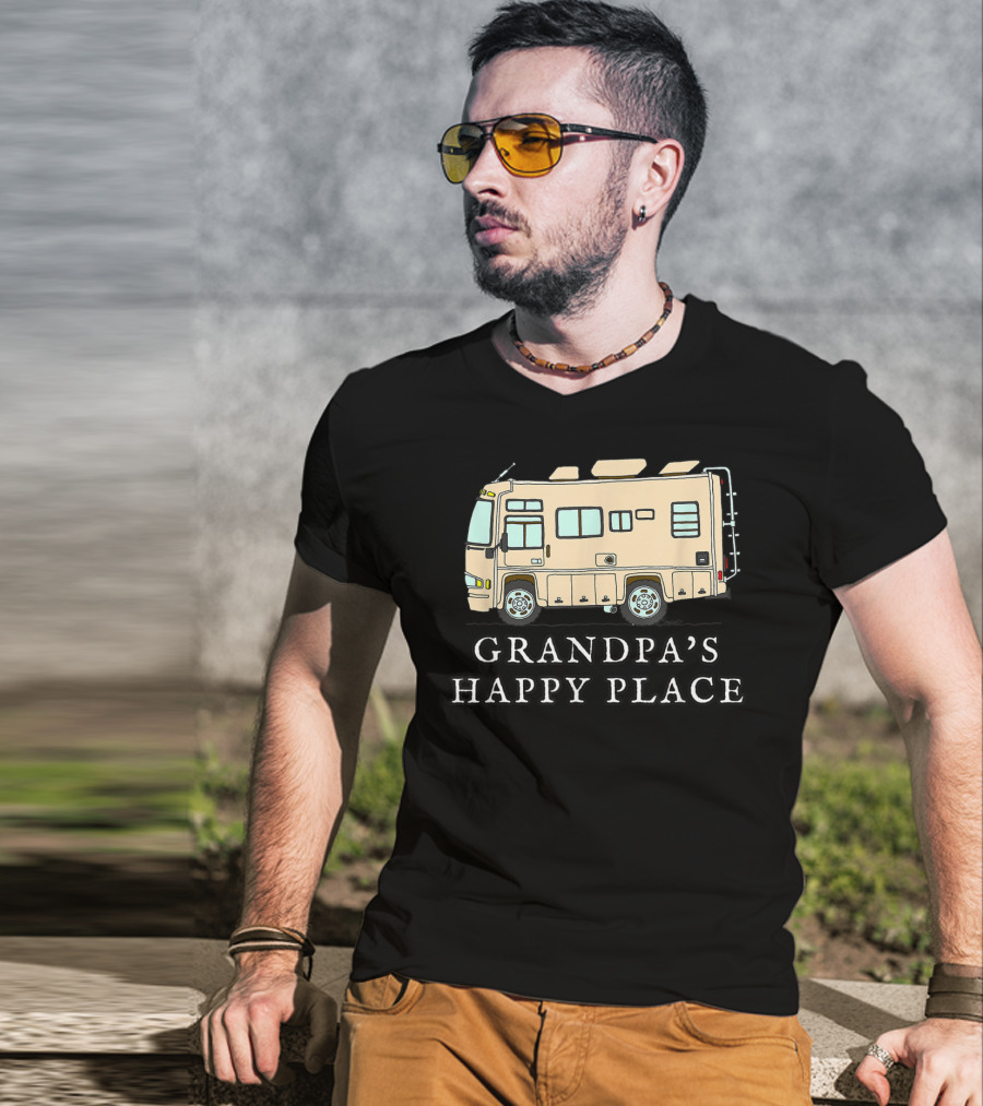 RV Grandpa's Happy Place Motorhome Adventure T-Shirt