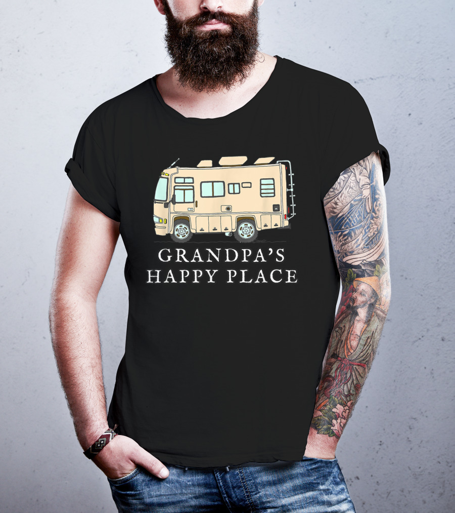 RV Grandpa's Happy Place Motorhome Adventure T-Shirt