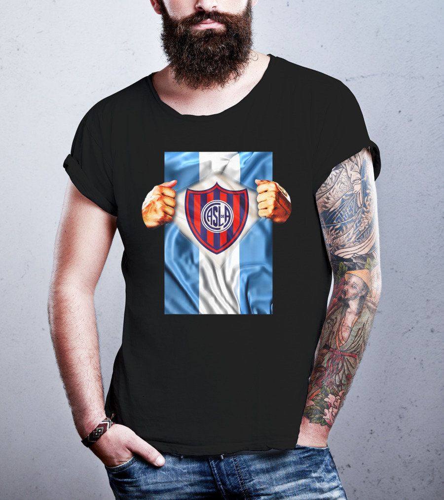 San Lorenzo Heartbeat ASL De Football Soccer Fans Logo Emblem T-Shirt