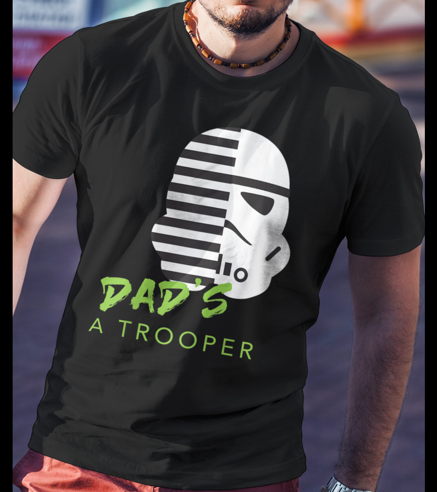 Star Wars Stormtrooper Dad's A Trooper Black And White Helmet T-Shirt