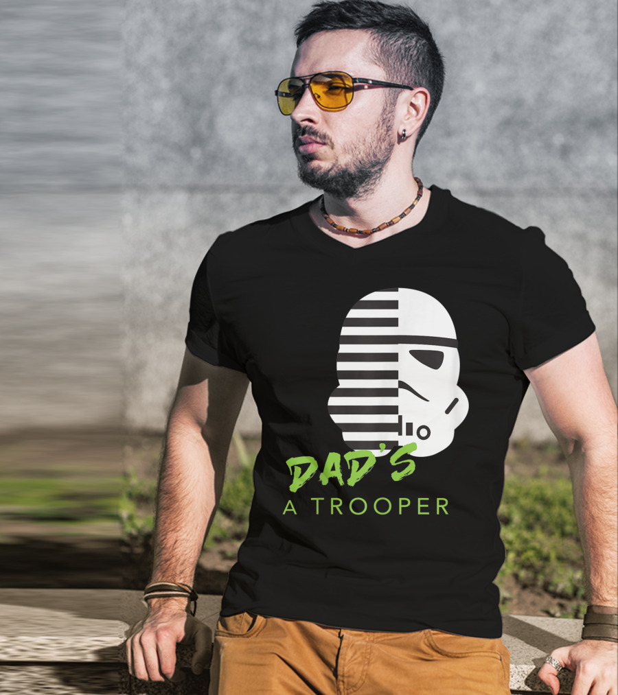 Star Wars Stormtrooper Dad's A Trooper Black And White Helmet T-Shirt