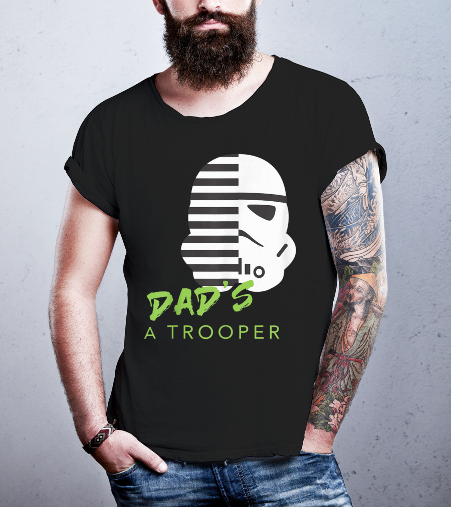 Star Wars Stormtrooper Dad's A Trooper Black And White Helmet T-Shirt
