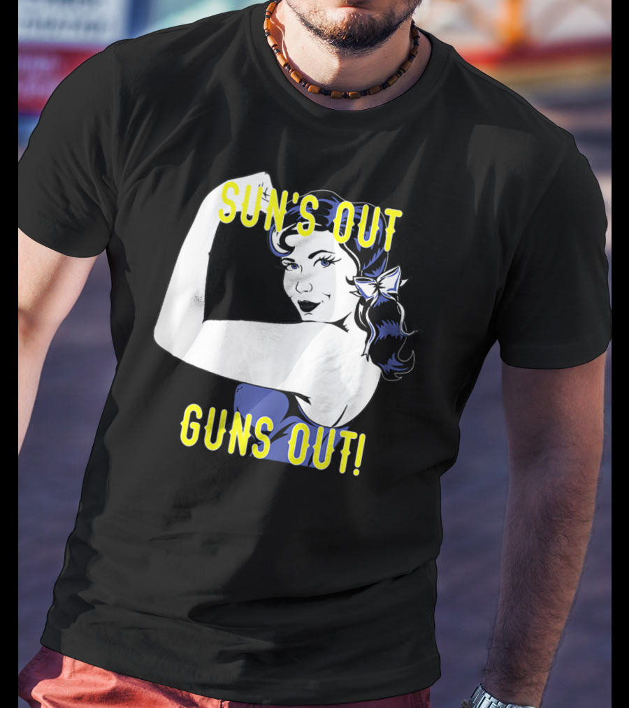 Sun's Out Guns Out Iconic Rosie The Riveter Motif T-Shirt