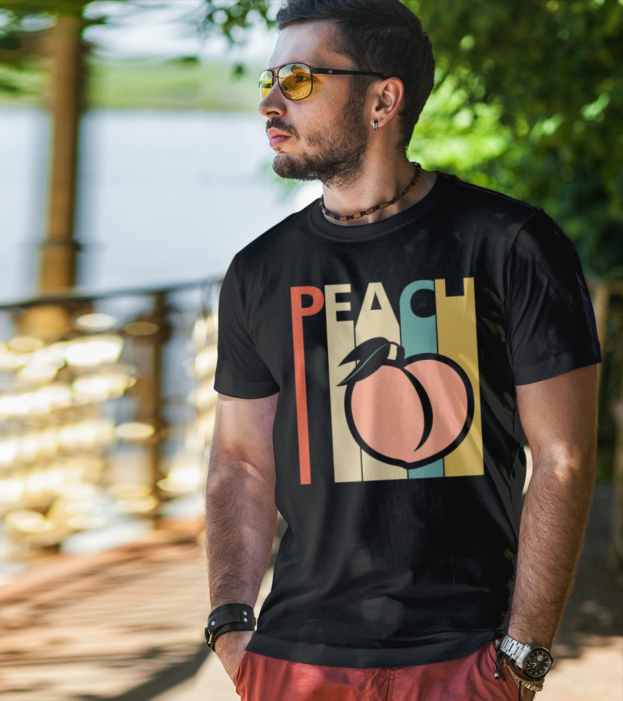 Vintage Peach Retro Fruit Emoji Peach T-Shirt