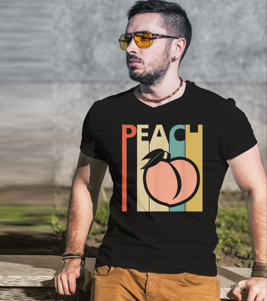 Vintage Peach Retro Fruit Emoji Peach T-Shirt