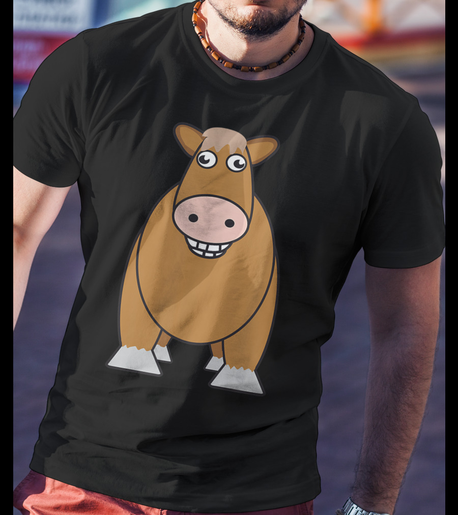 Goofy Cartoon Horse With Big Eyes And Smile T-Shirt