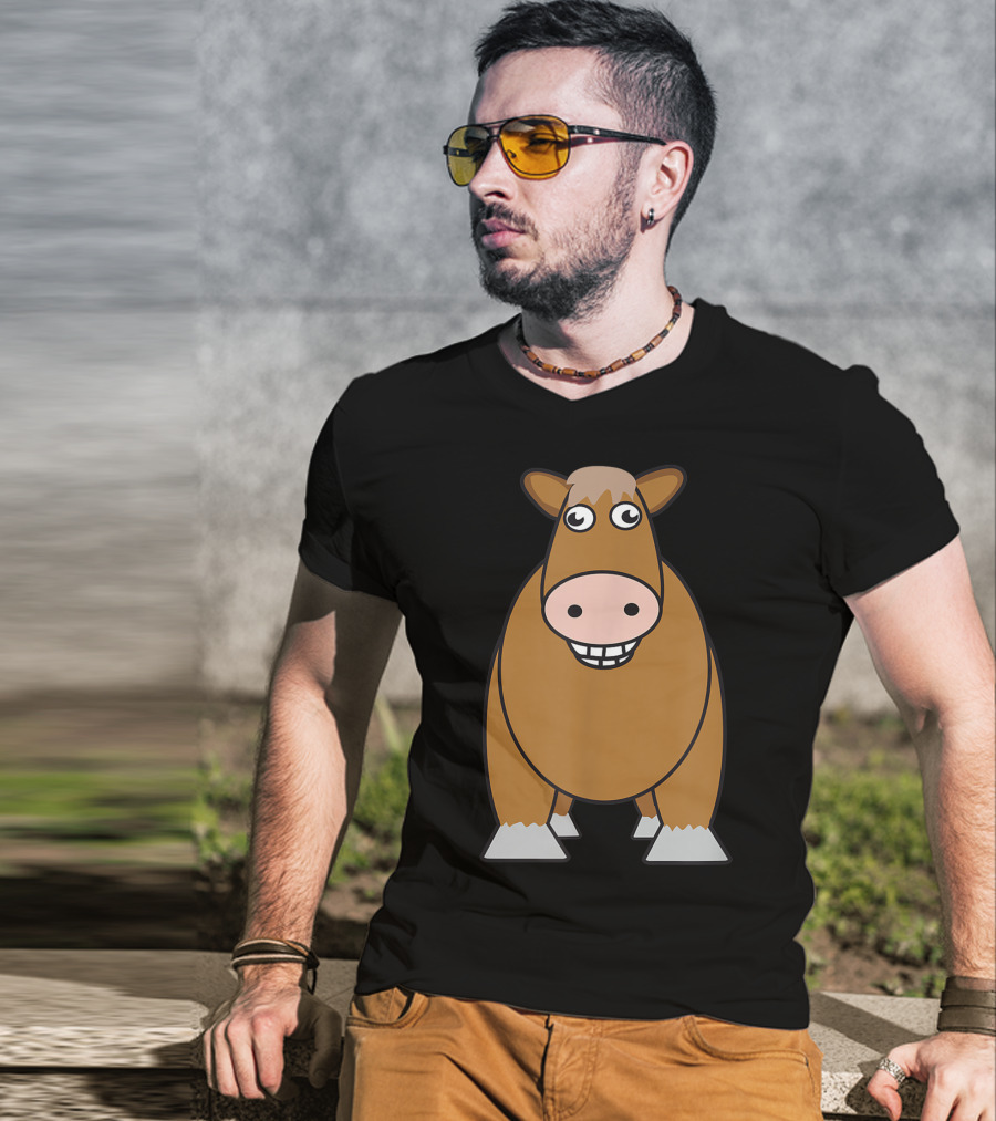 Goofy Cartoon Horse With Big Eyes And Smile T-Shirt