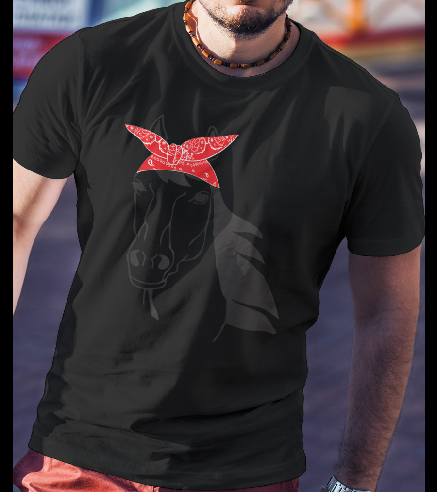 Funny Horse Lover Cowgirl Western Bandanna Red Bandana T-Shirt