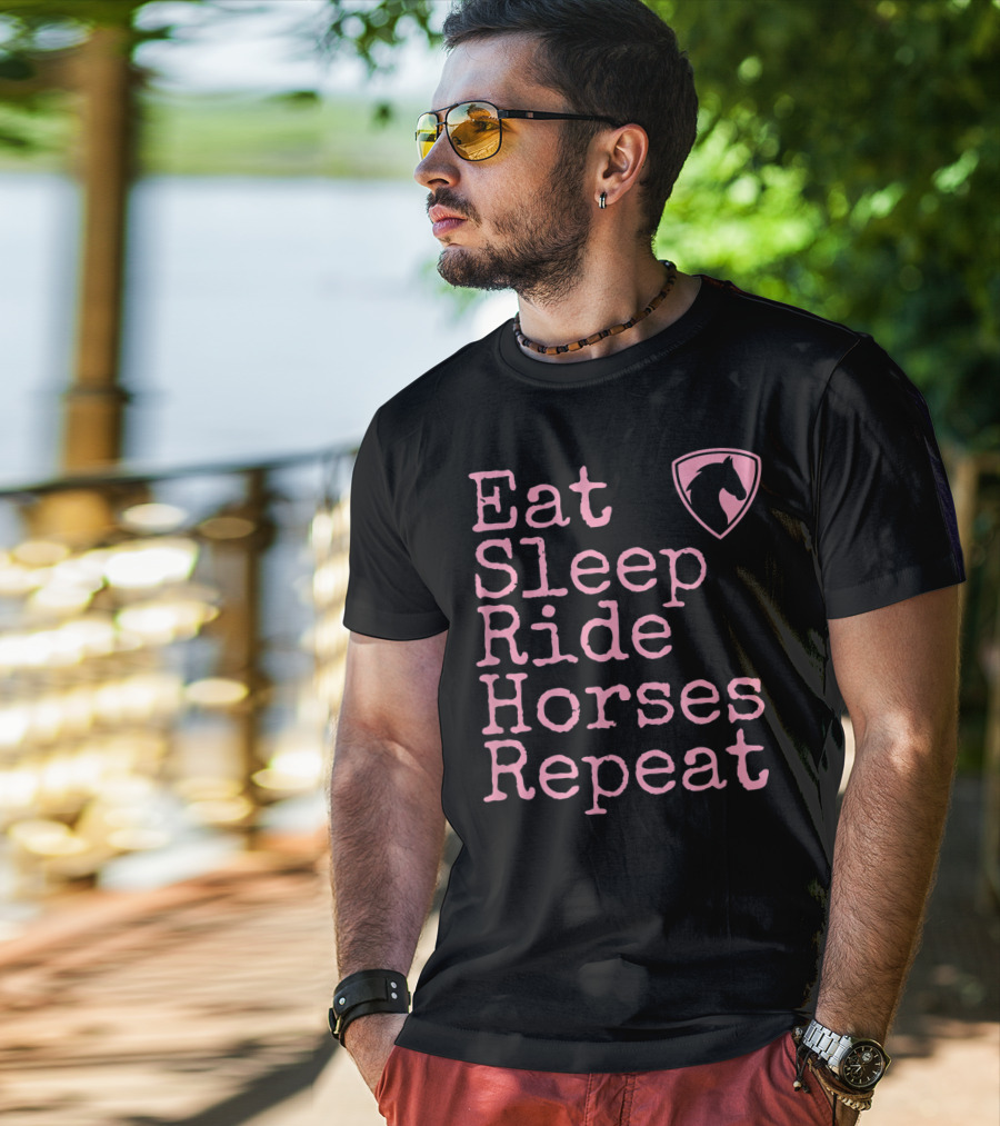 Eat Sleep Ride Horses Repeat Funny Horse Lover T-Shirt