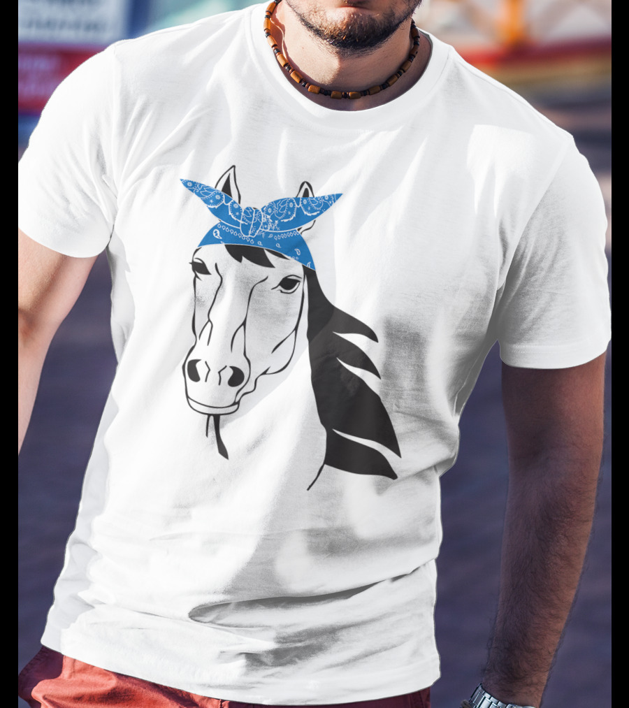 Cowgirl Horse Mom Farm Country Girl With Blue Bandana T-Shirt
