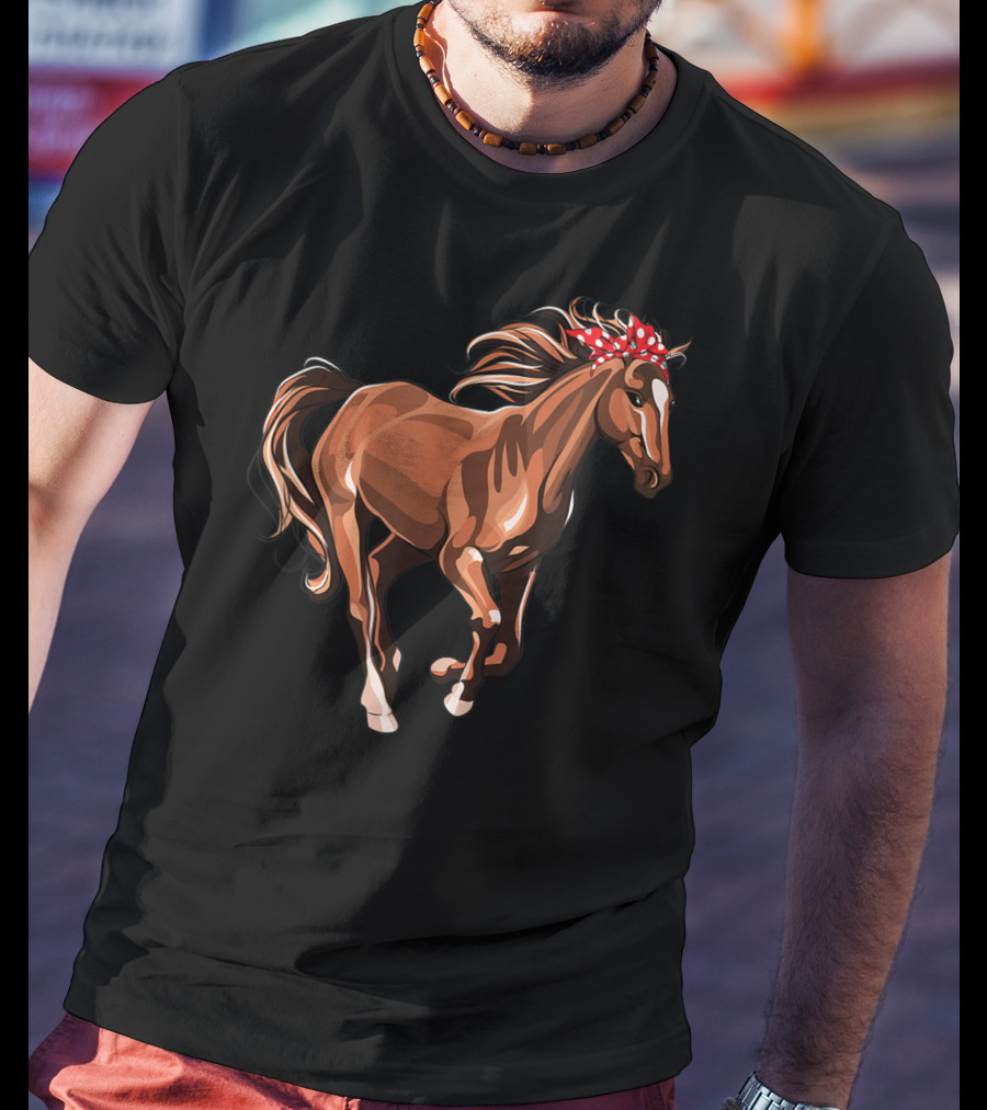 Funny Horse Mom Red Bandana T-Shirt