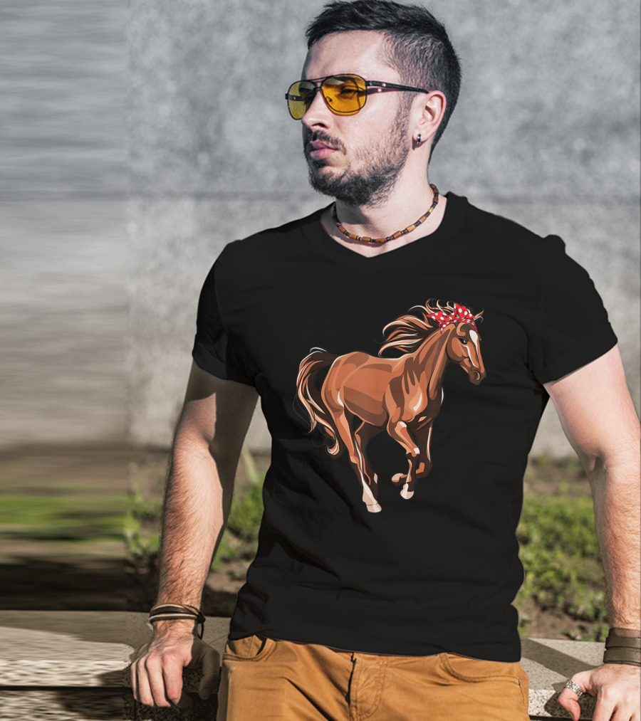 Funny Horse Mom Red Bandana T-Shirt