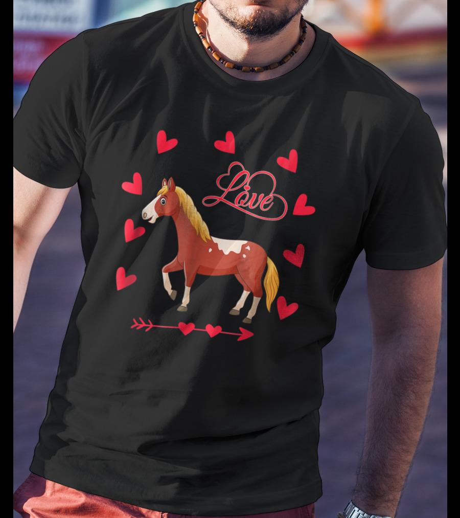 Love Heart Arrow Funny Horse Valentine's T-Shirt