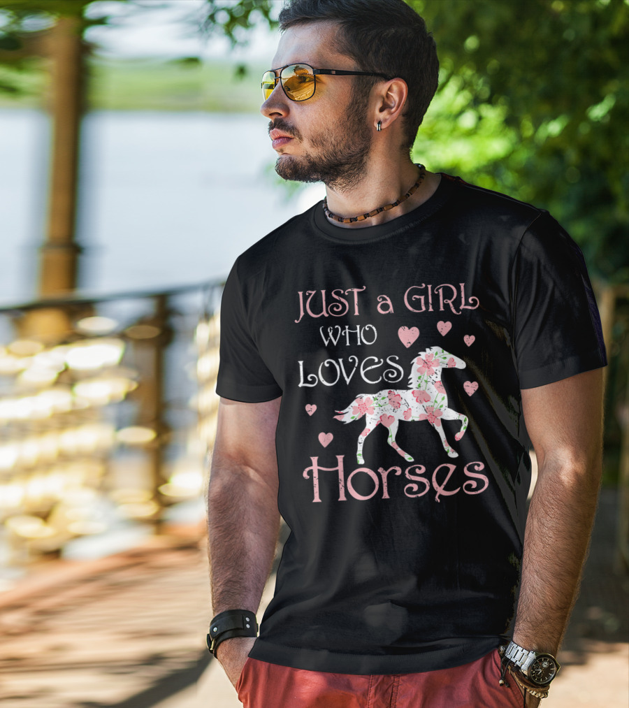 Just A Girl Who Loves Horses Horse Girl Lover Riding T-Shirt
