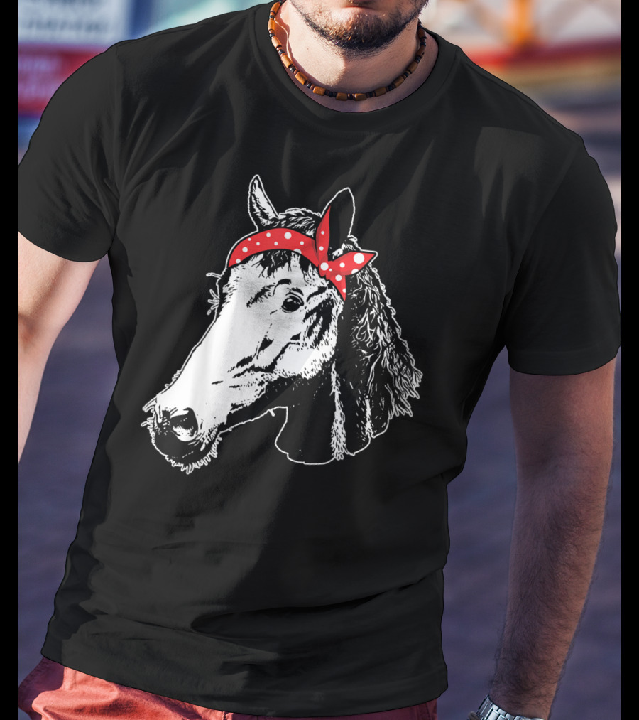 Funny Horse Red Bandana I Love Horse T-Shirt