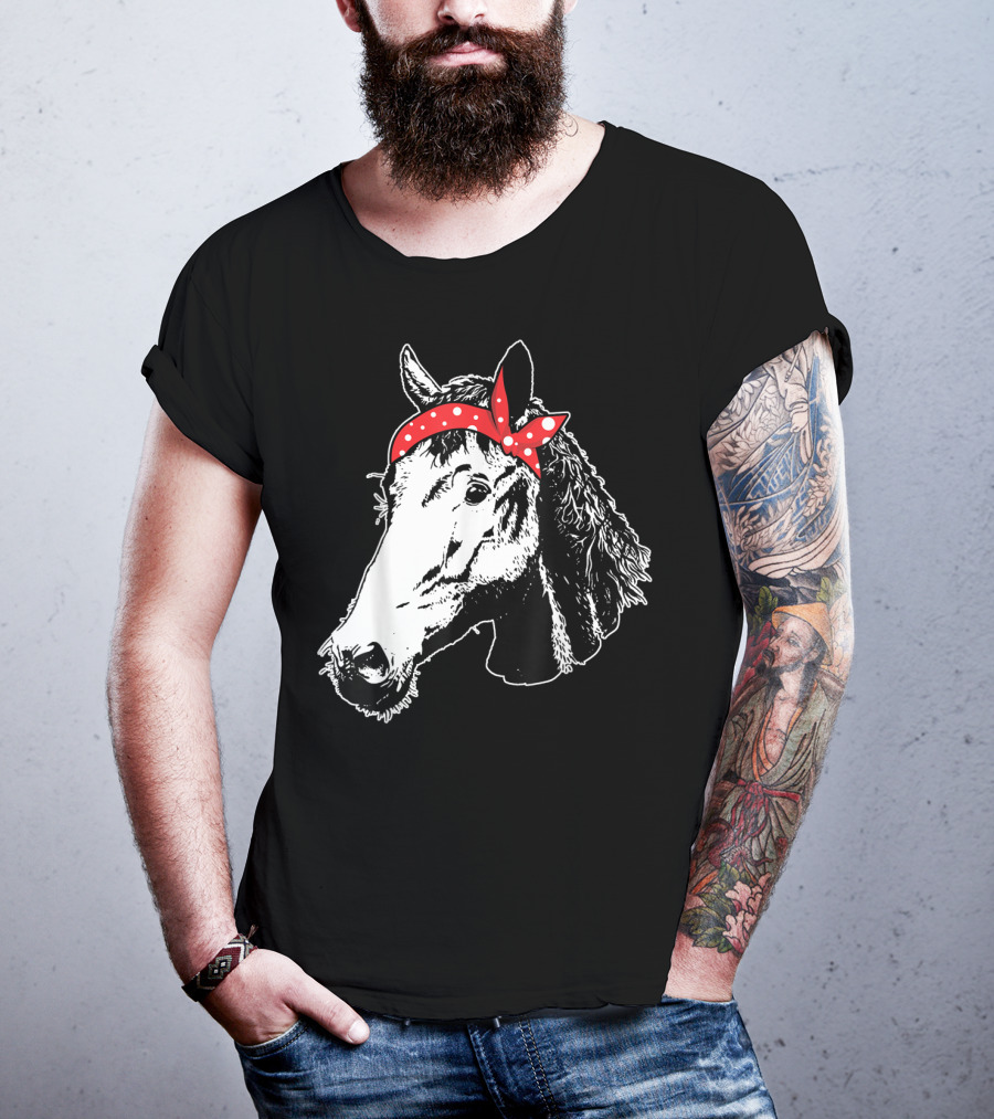 Funny Horse Red Bandana I Love Horse T-Shirt