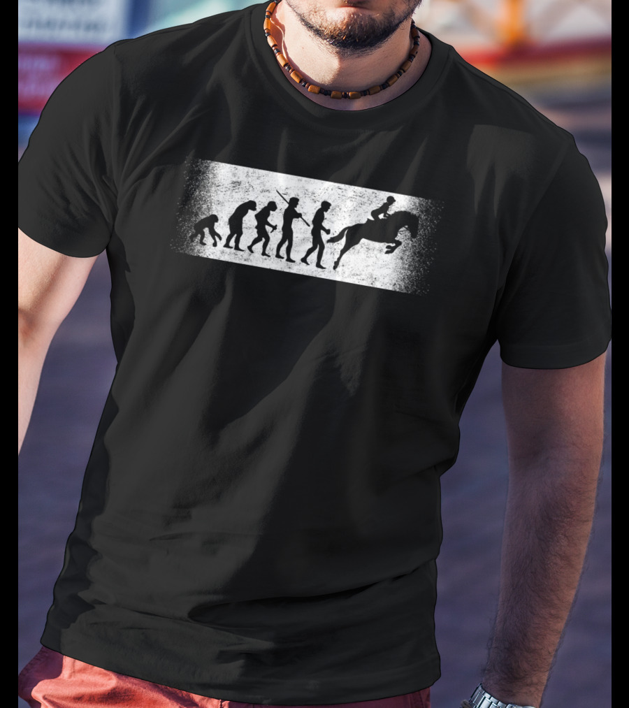 Funny Horse Riding Evolution Ofman Silhouette Progression T-Shirt