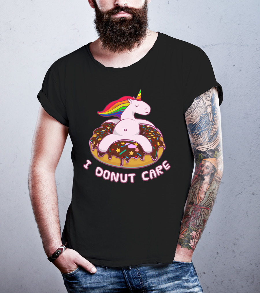 Funny Unicorn I Donut Care Magical Horse Pool Donut T-Shirt