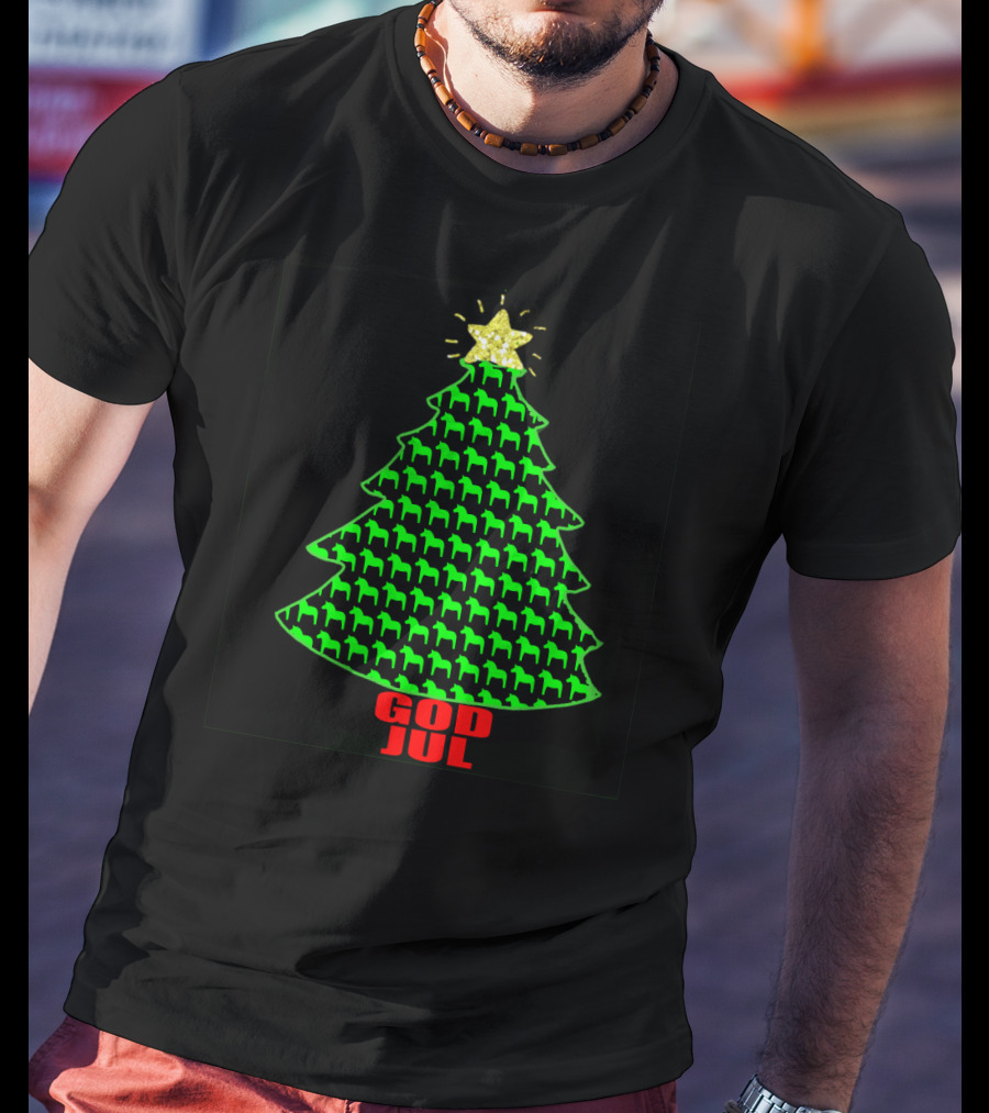 God Jul Dala Horse Christmas Tree Swedish VA T-Shirt
