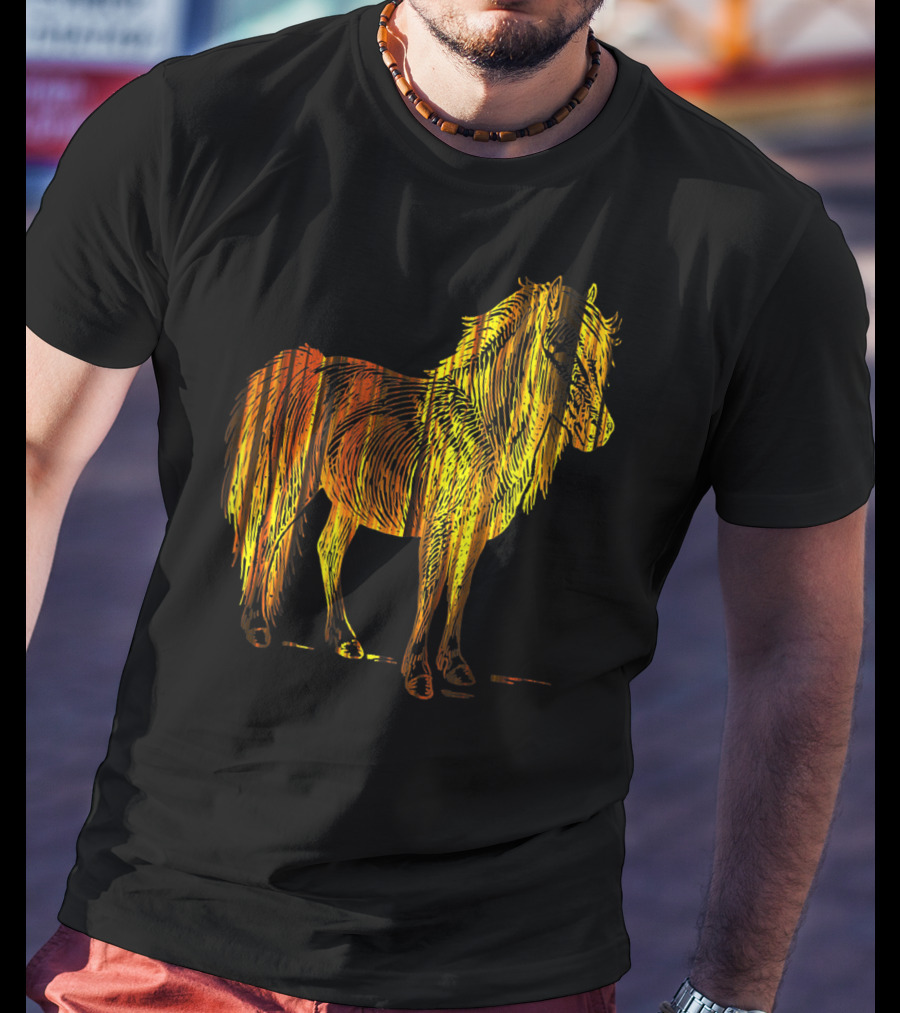 Golden Sparkling Horse Illuminated Elegance T-Shirt