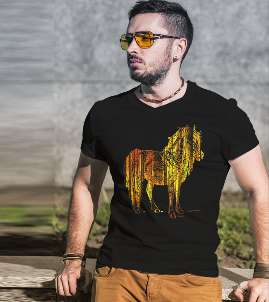 Golden Sparkling Horse Illuminated Elegance T-Shirt