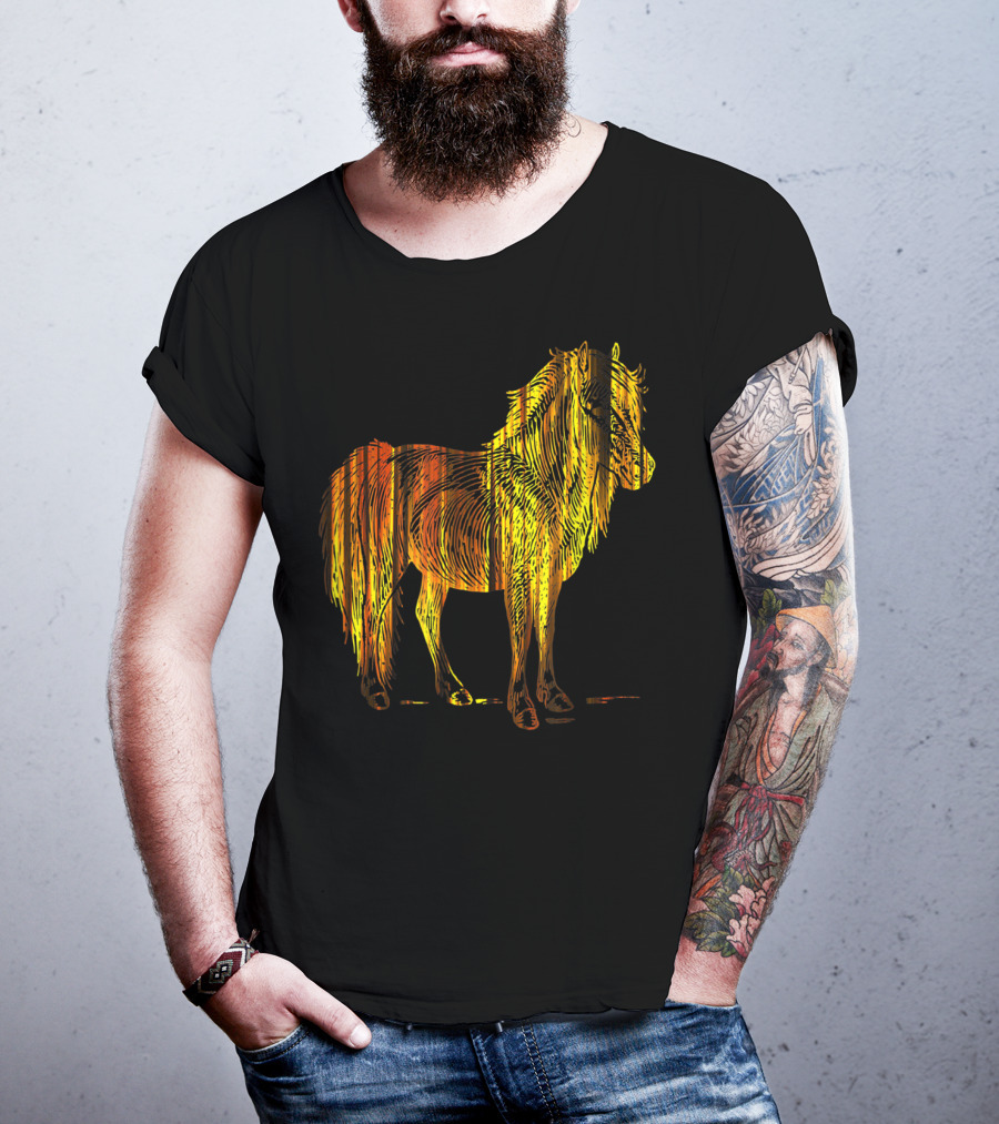 Golden Sparkling Horse Illuminated Elegance T-Shirt