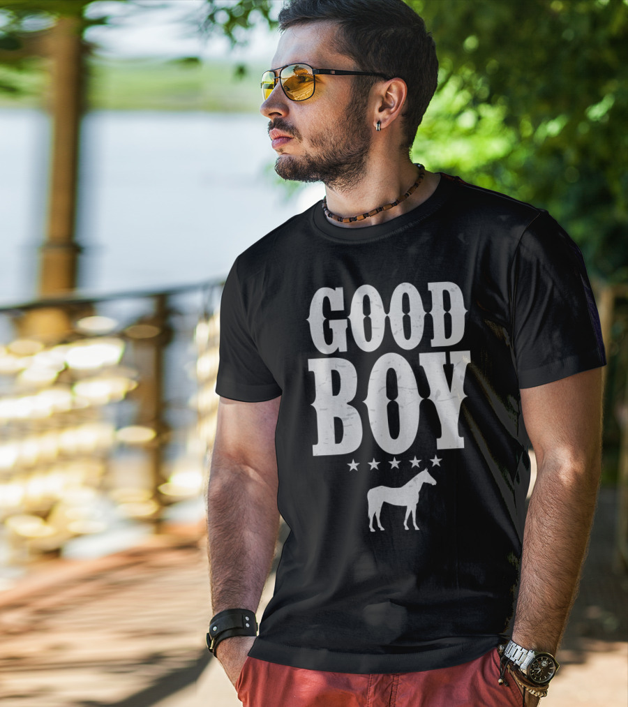 Good Boy Horse Lovers Funny Cowboy Gaming Stars T-Shirt
