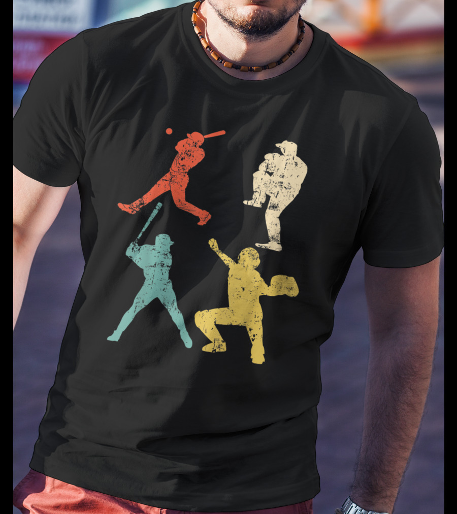 Retro 70s 80s Softball Player T-Shirt