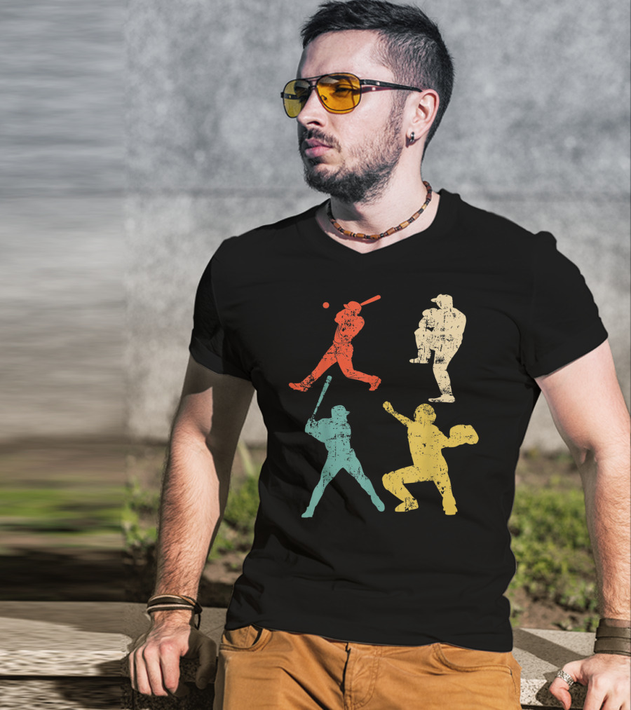 Retro 70s 80s Softball Player T-Shirt