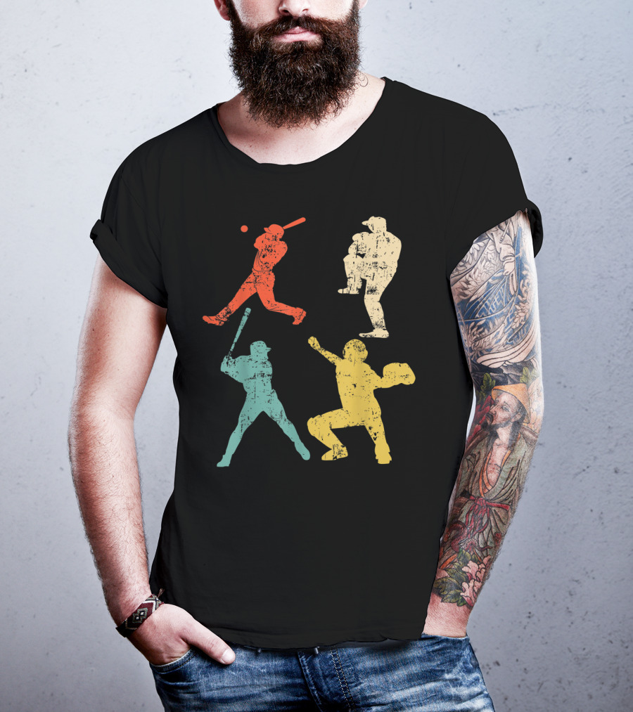 Retro 70s 80s Softball Player T-Shirt