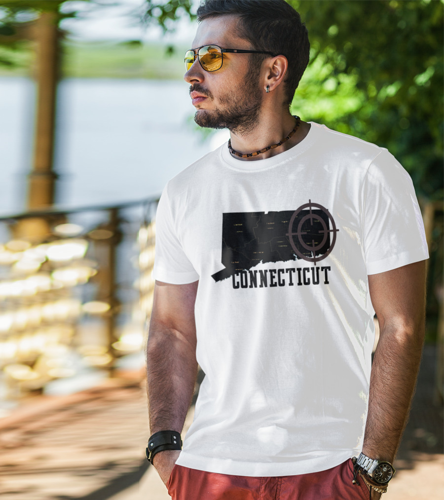 Connecticut Maps Vintage Style With Compass Overlay T-Shirt