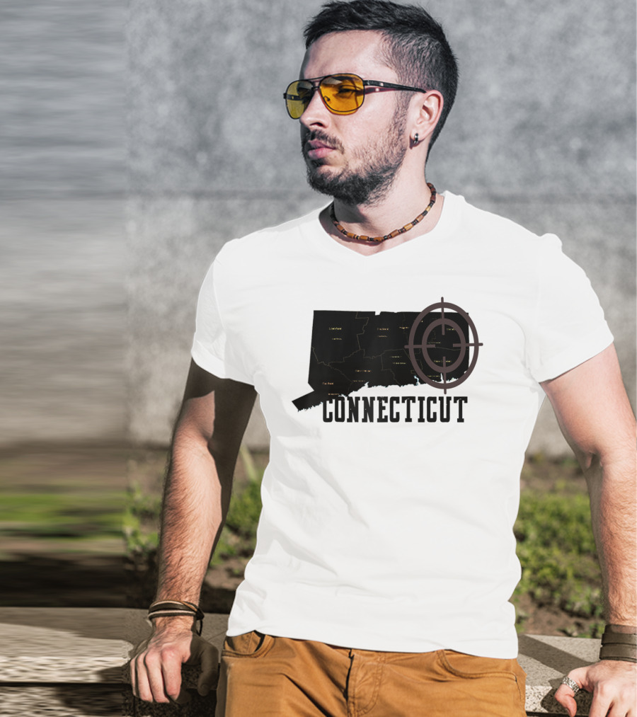 Connecticut Maps Vintage Style With Compass Overlay T-Shirt