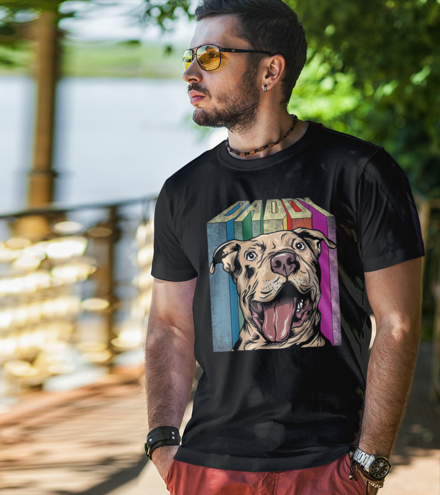 Daddy Colorful Pitbull Dog T-Shirt