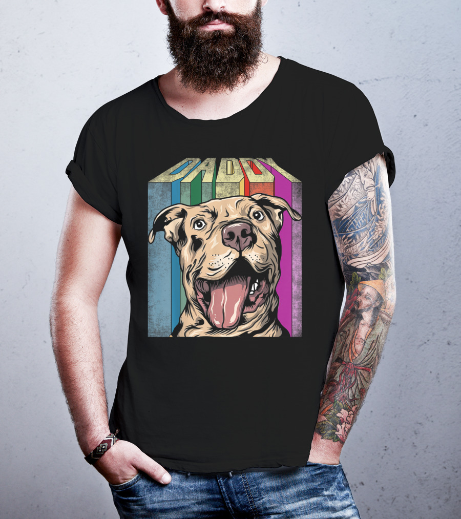 Daddy Colorful Pitbull Dog T-Shirt