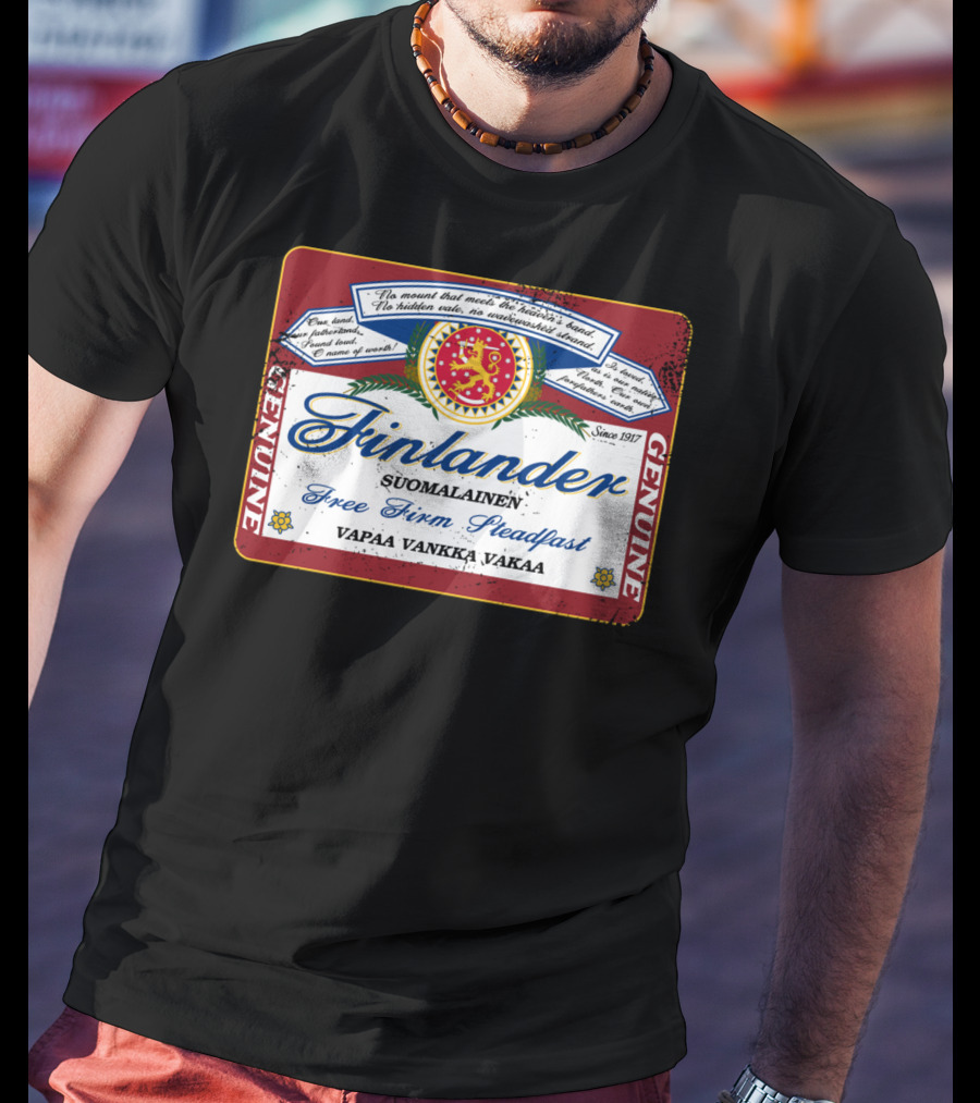 Finlander Genuine Suomilainen Free Firm Steadfast Vapaa Vankka Vakaa Finnish Vintage T-Shirt