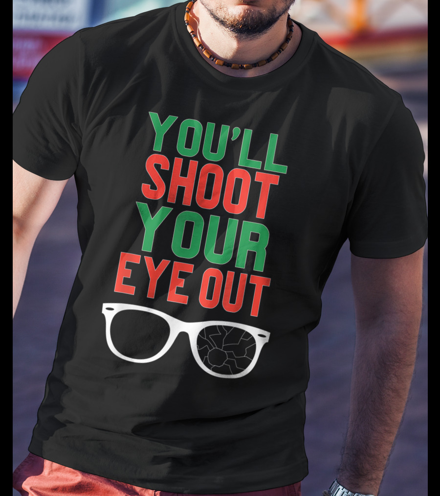 You'll Shoot Your Eye Out Funny Classic Christmas Glasses Cracked Lens T-Shirt