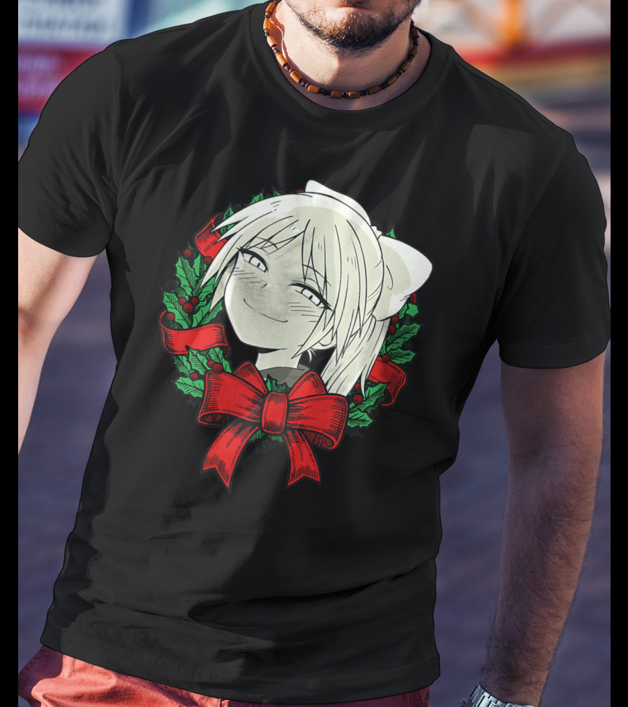 Funny Merry Christmas Manga Classic Wreath Happy T-Shirt