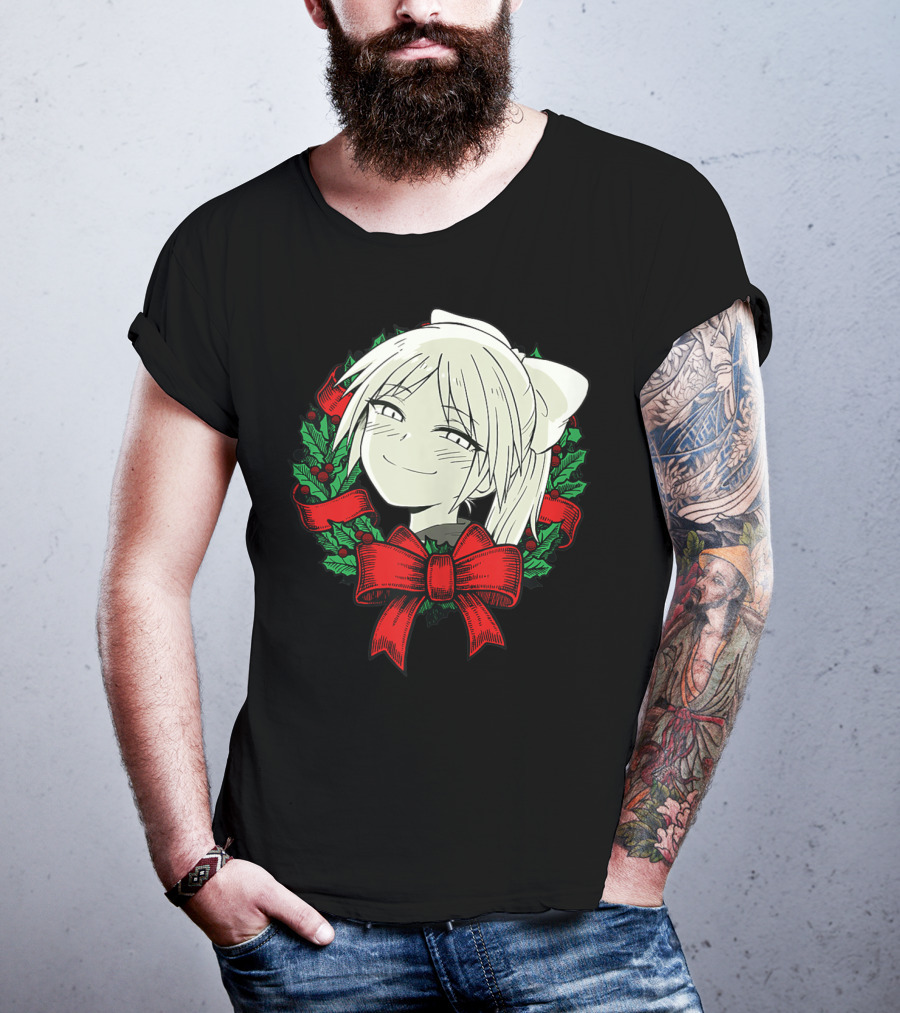 Funny Merry Christmas Manga Classic Wreath Happy T-Shirt