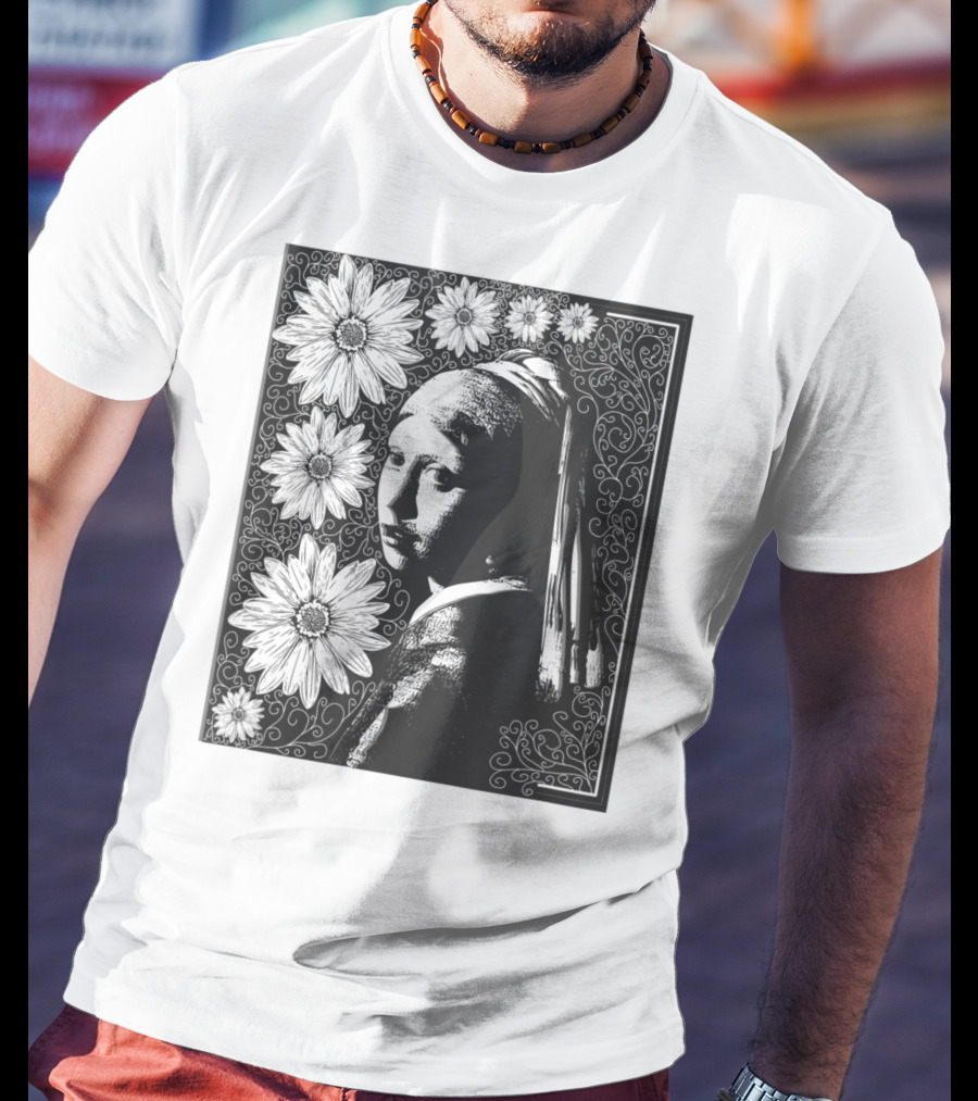 Girl With A Pearl Earring Floral T-Shirt