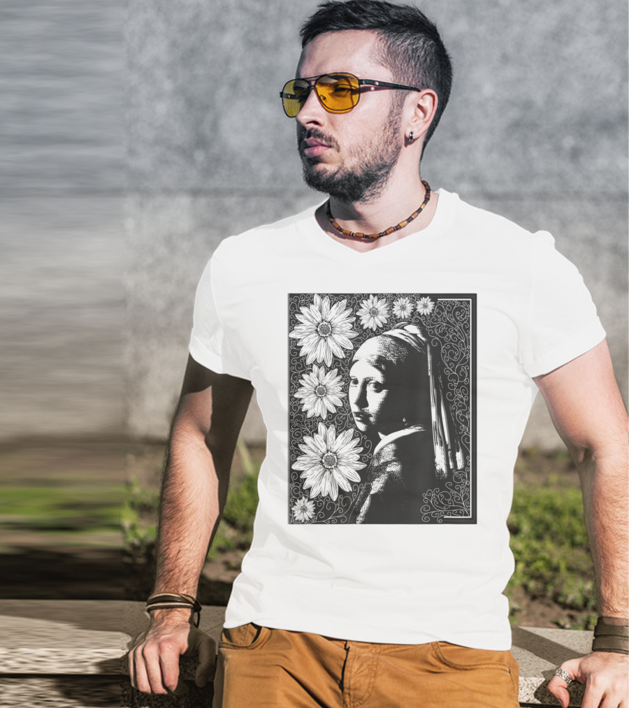 Girl With A Pearl Earring Floral T-Shirt